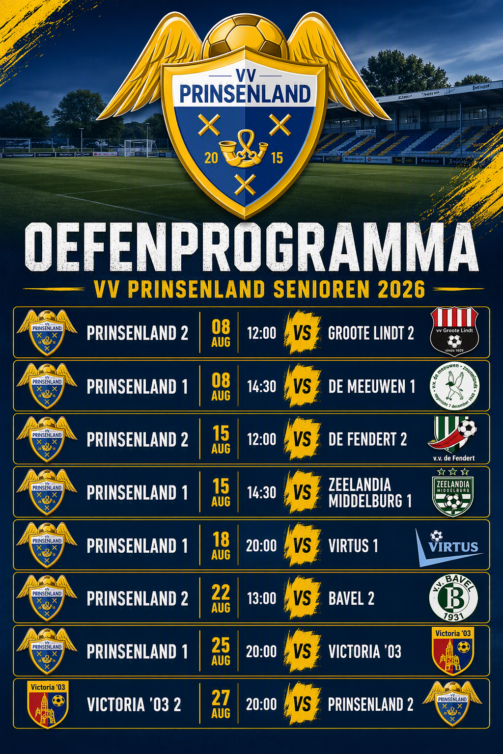 Oefenprogramma Augustus '26